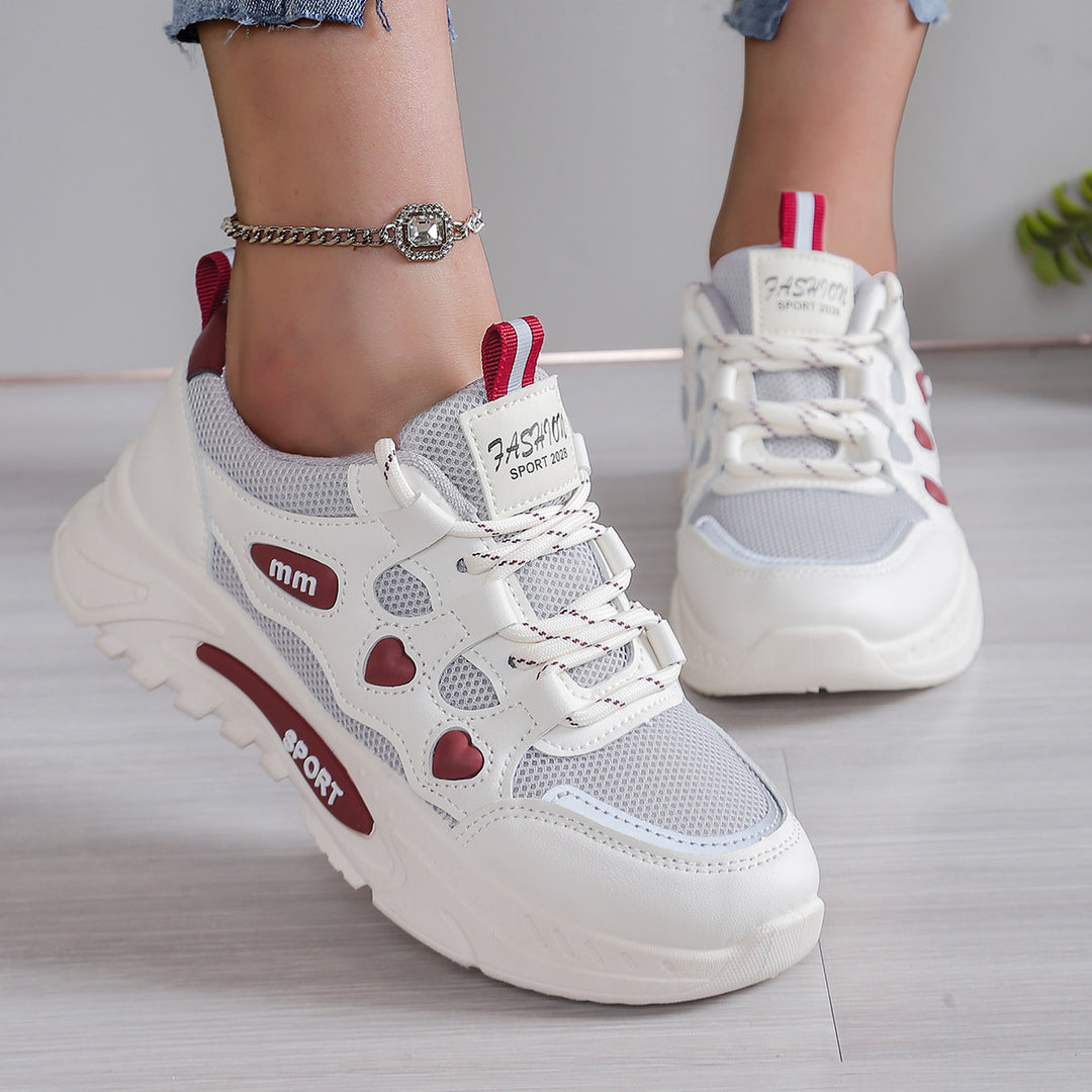 Damen Freizeit-Sneaker mit atemberaubendem Herz-Design und atmungsaktivem Obermaterial R&B