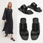 Damen elegante Zehentrenner-Sandalen mit minimalistischem Riemendesign und komfortablem Fußbett R&B