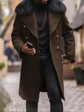 Herren elegante Wolljacke mit kunstfellkragen R&B