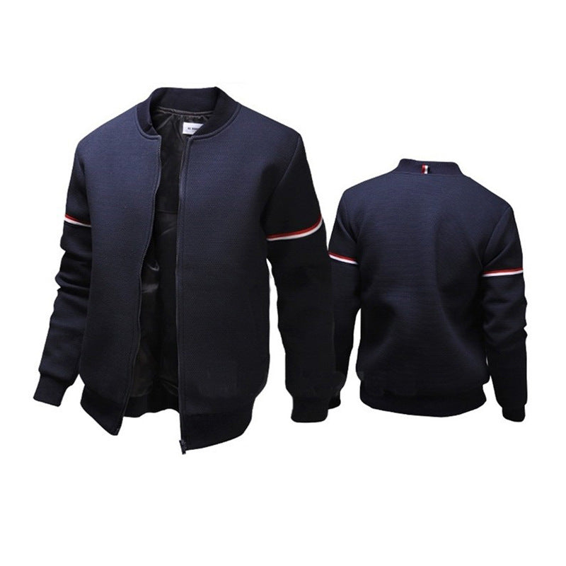 Herren sportliche Zip-Jacke mit strukturierter Oberfläche und Kontraststreifen R&B