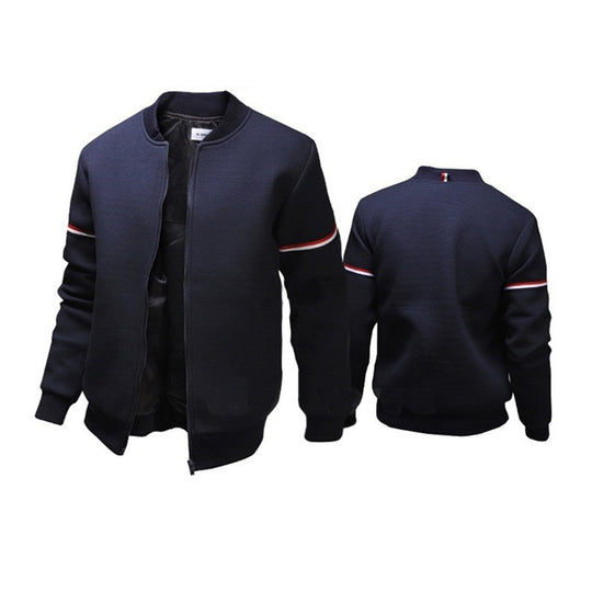Herren sportliche Zip-Jacke mit strukturierter Oberfläche und Kontraststreifen R&B