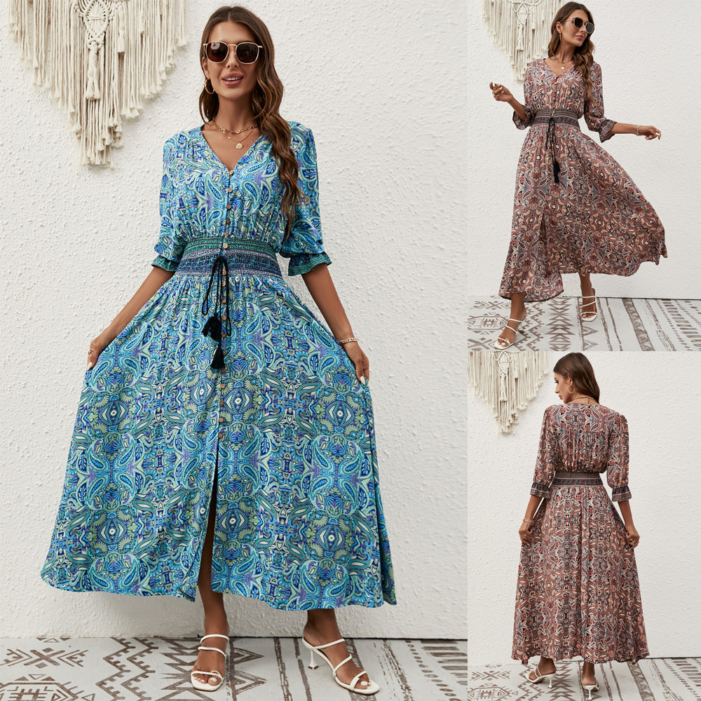 Damen Maxikleid mit Boho-Muster R&B