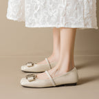 Damen elegante Ballerinas mit modischer Schleife und komfortablem Riemen