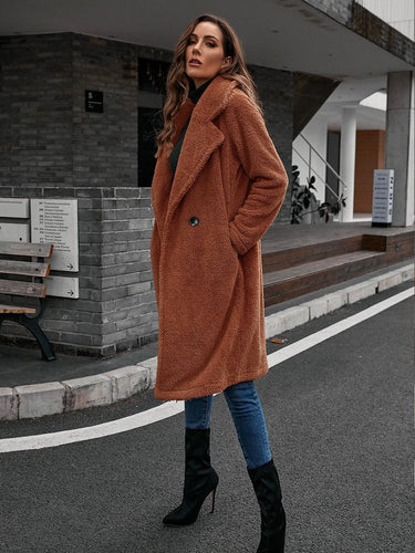 R&B | Windbreaker Jacke Lässige Passform Wolltextur Einreiher mittellang