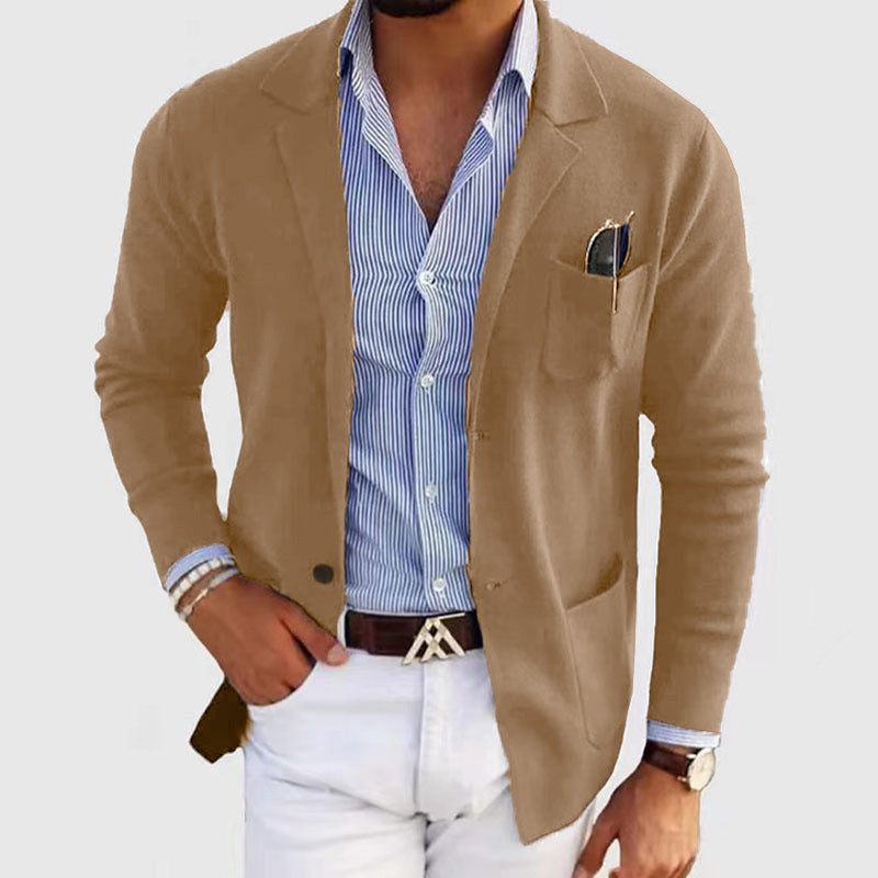 Herren sportlicher Strickblazer mit feiner Struktur und praktischen Taschen R&B