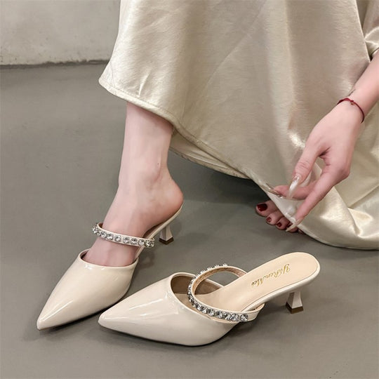 Damen Slingback-Pumps mit zierlichem Strassketten-Detail R&B