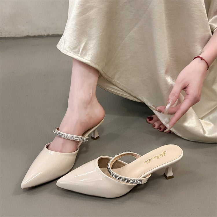 Damen Slingback-Pumps mit zierlichem Strassketten-Detail R&B