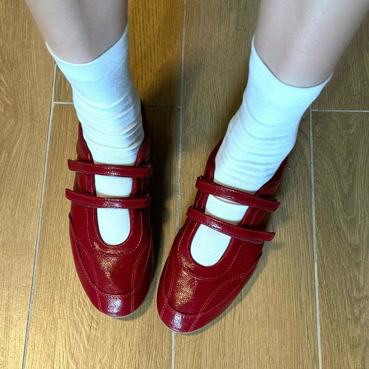 Damen Modische Sneakers mit Doppelriemenverschluss
