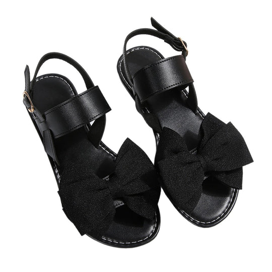 Damen elegante Sandalen mit großem Schleifen-Design und verstellbarem Riemen R&B