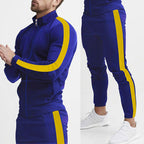 Herren Sportliches Trainingsanzug-Set mit hochgeschlossenem Reißverschluss und Streifen-Details R&B