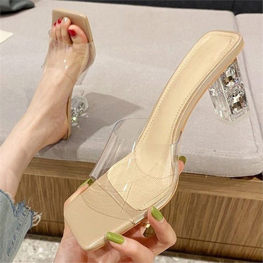 Damen transparente High Heel Mules mit geschmackvollem Design R&B