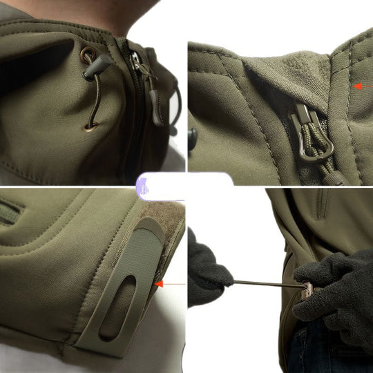 Herren technische Softshell-Jacke mit multifunktionalen Taschen und verstellbarem Kapuzensystem R&B