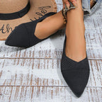 Damen spitze Ballerinas aus atmungsaktivem Strickmaterial mit elegantem Akzent R&B