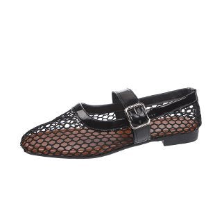 Damen modische Riemchen-Ballerinas mit Netzstruktur R&B