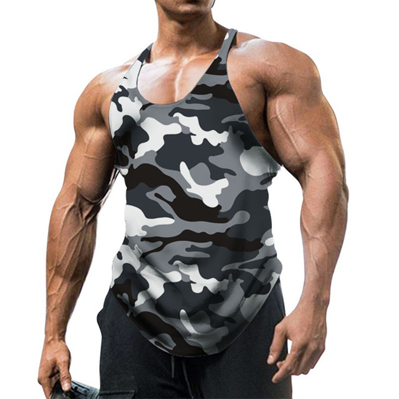 Herren ärmelloses Fitnessshirt im modernen Camouflage-Design R&B