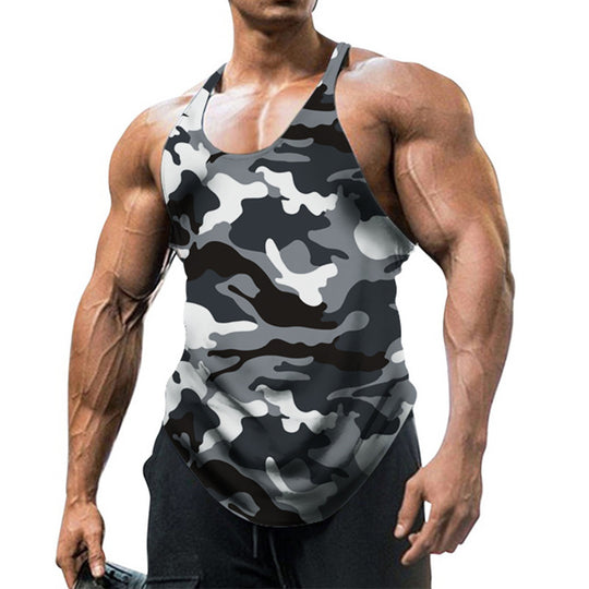 Herren ärmelloses Fitnessshirt im modernen Camouflage-Design R&B