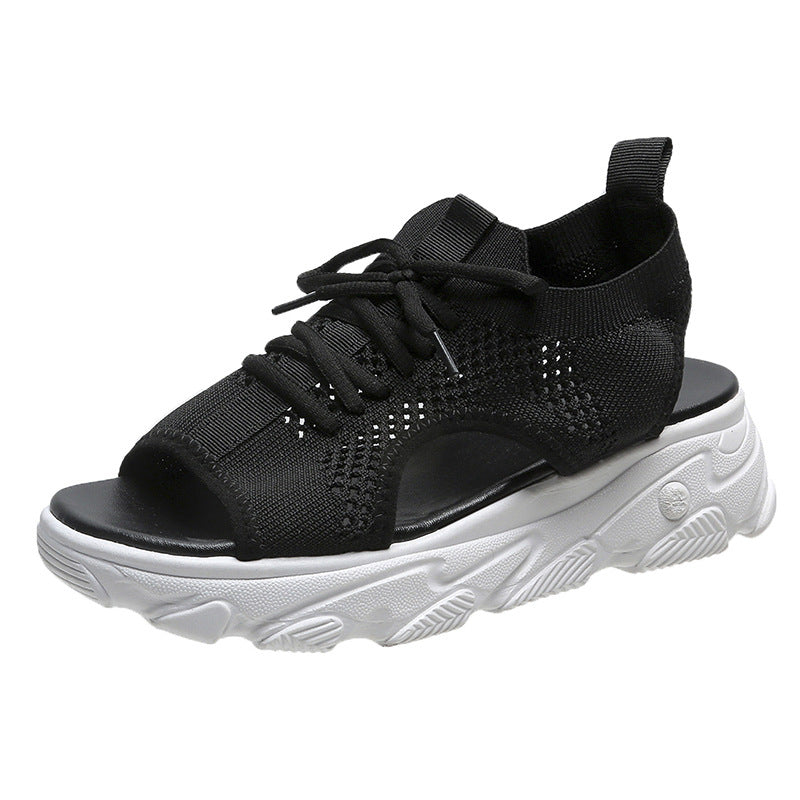 Damen Sneakersandale mit atmungsaktivem Strickoberteil und komfortabler Plattformsohle R&B