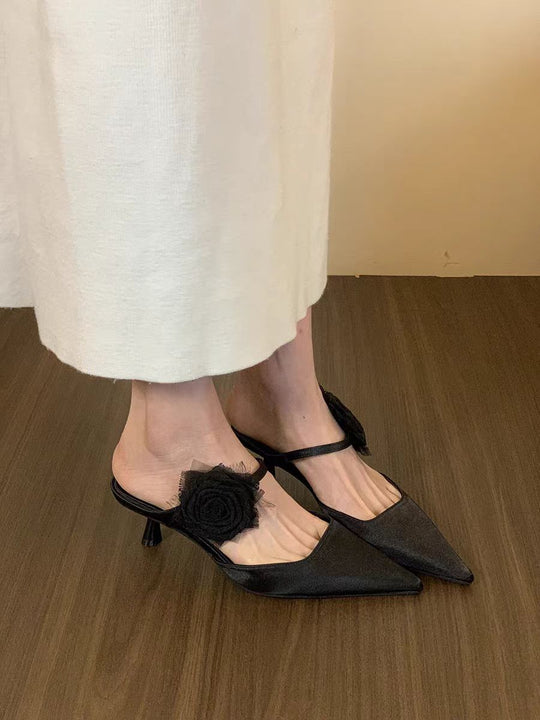 Damen Elegante Slingback-Pumps mit floralem Riemchen und spitzem Zehenbereich R&B