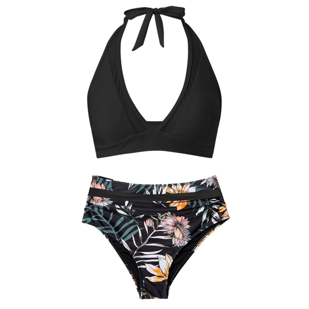 Damen Hochtailliertes Bademoden-Set mit stylischem Haltertop R&B