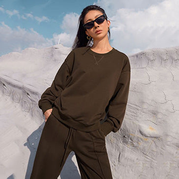 Damen bequemer Sportanzug mit lässigem Schnitt und hohem Bund R&B