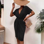 Damen Wickelkleid mit elegantem V-Ausschnitt und Vielzahl an Stylingmöglichkeiten