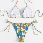 Damen Triangel-Bikini mit farbenfrohem Strukturdesign und verstellbaren Trägern R&B