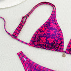 Damen Triangel-Bikini mit floralem Muster und feinen Akzenten R&B