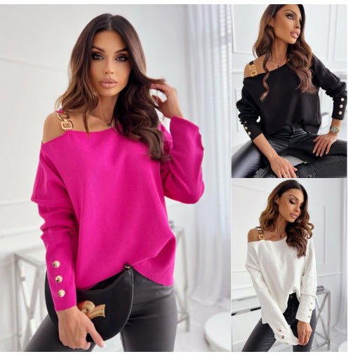 Damen Trendy Oversize Pullover mit Schulterdetails R&B