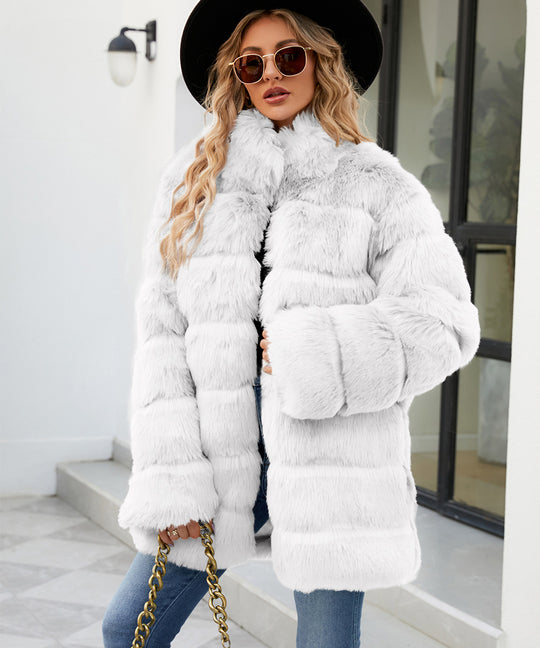 Damen Bequemer Kunstfellparka mit breitem Kragen und weichen Details R&B