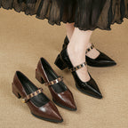 Damen spitze Slingback-Pumps mit dekorativem Riemchen und komfortablem Blockabsatz