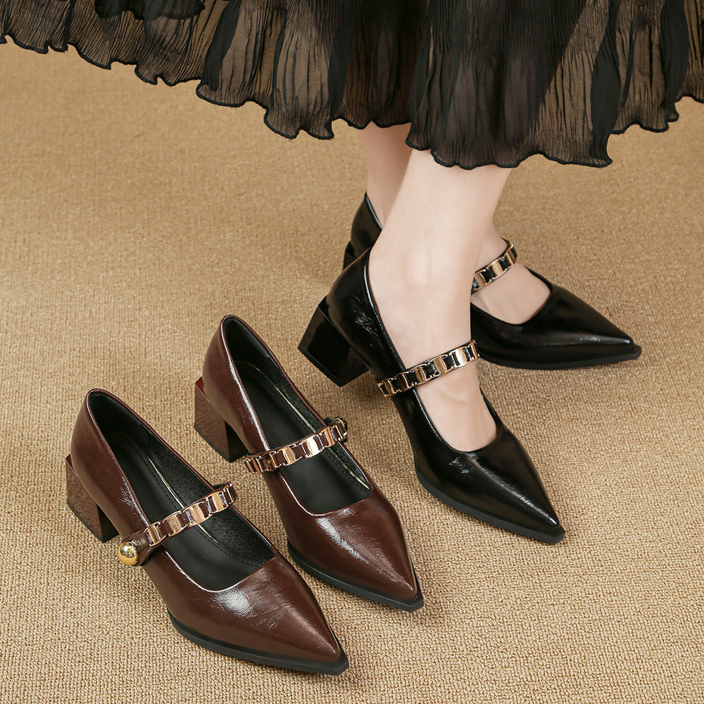 Damen spitze Slingback-Pumps mit dekorativem Riemchen und komfortablem Blockabsatz