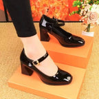 Damen Elegante Pumps mit verstellbarem Riemchen und breitem Blockabsatz R&B