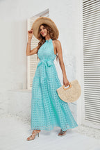 Damen Maxikleid mit elegantem Halterneck und luftigen Rüschen R&B