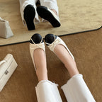 Damen Ballerinas mit eleganter Schleife und modischer Zweifarben-Optik R&B