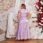 Damen Elegantes Maxikleid mit Rüschendetails und taillierendem Gürtel R&B