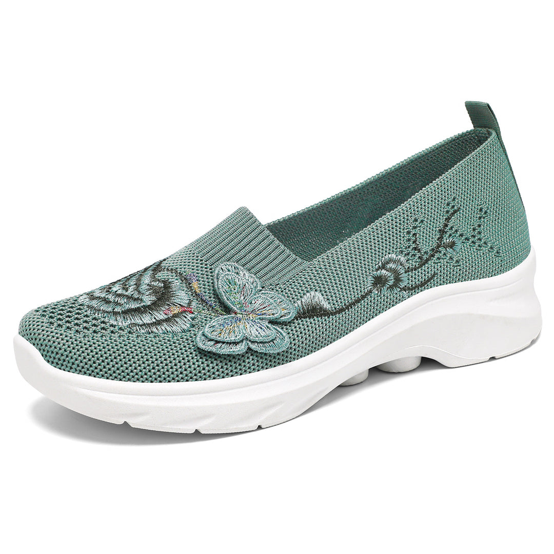 Damen Elegante Slip-On Sneakers mit floralen Stickereien R&B