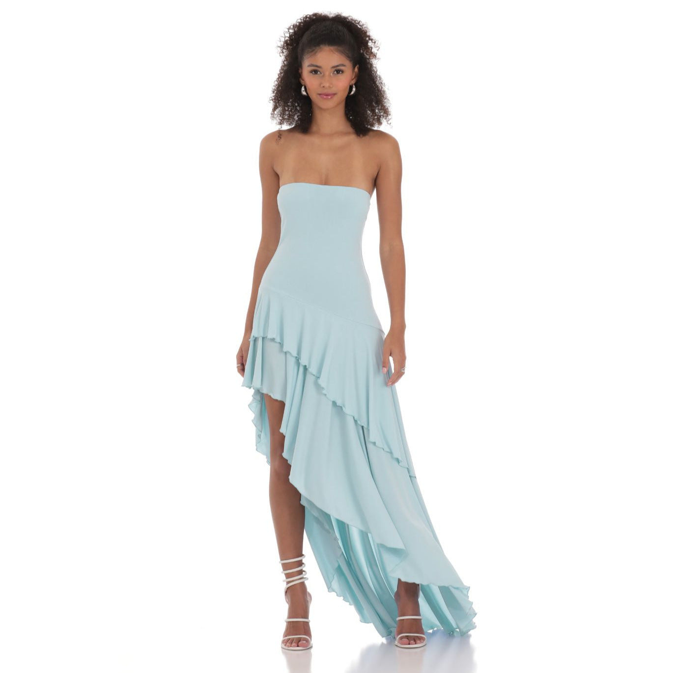 Damen Asymmetrisches Maxikleid mit fließendem Volant R&B