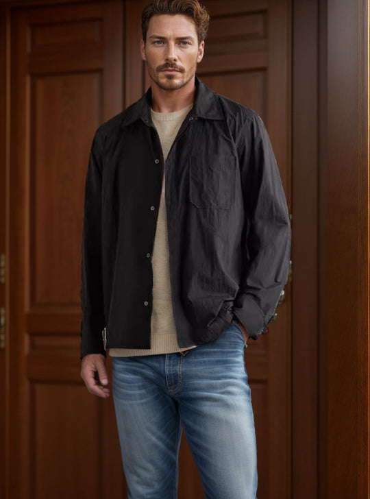 Herren leichte Freizeitjacke mit praktischem Druckknopfverschluss und modernem Schnitt R&B