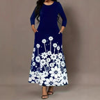 Damen Maxikleid mit floralen Mustern und praktischen Taschen
