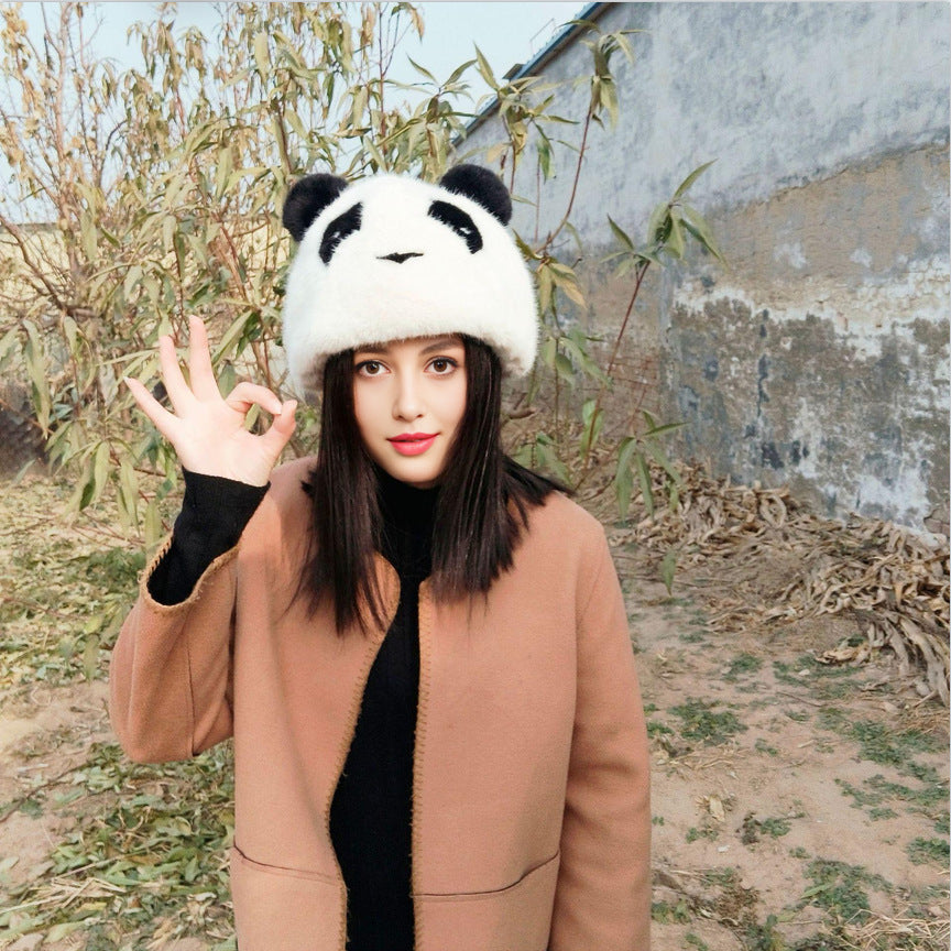 Damen Kuschelige Panda-Mütze R&B