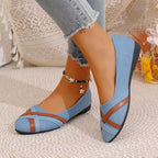 Damen Ballerinas mit modischer Strap-Kombination und elastischer Sohle R&B