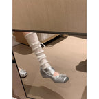 Damen elegante Ballerinas mit kreuzenden Riemen und dekorativem Schleifen-Akzent R&B