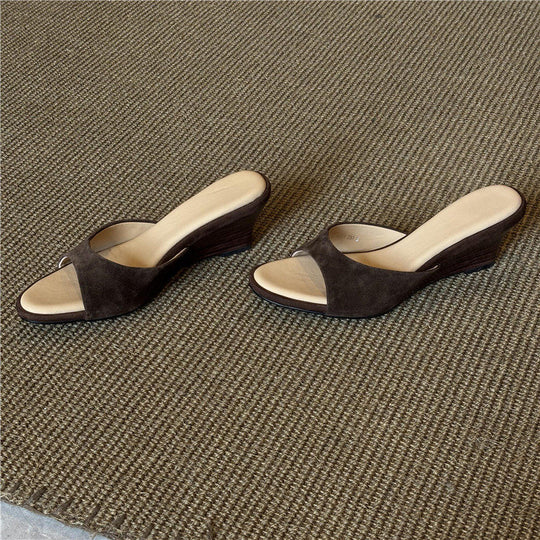 Damen elegante Keil-Mules mit geschwungener Sohle R&B