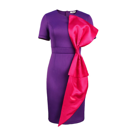 Damen figurbetontes Kleid mit eleganter Schleifen-Applikation R&B