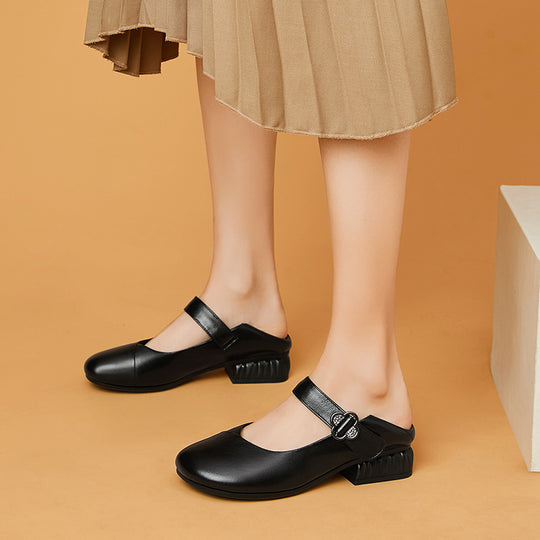 Damen Mary Jane Ballerinas mit dekorativem Riemen und bequemem Blockabsatz R&B