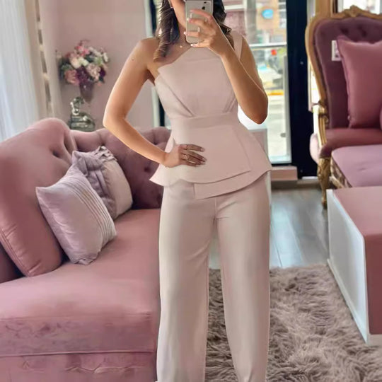 Damen Modischer Jumpsuit mit schickem Tailleneffekt und gerafftem Oberteil R&B
