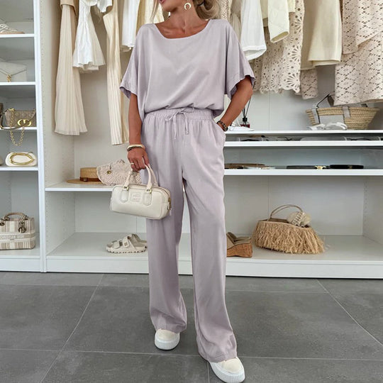 Damen Lässiger Jumpsuit mit weitem Bein und Taillenzug R&B