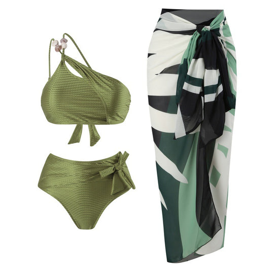 Damen Hochgeschnittener Bikini mit asymmetrischem Schnitt und raffiniertem Wickel-Design R&B