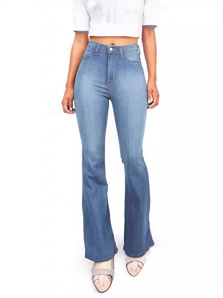 Damen Hoch taillierte Bootcut Jeans im eleganten zeitlosen Stil R&B