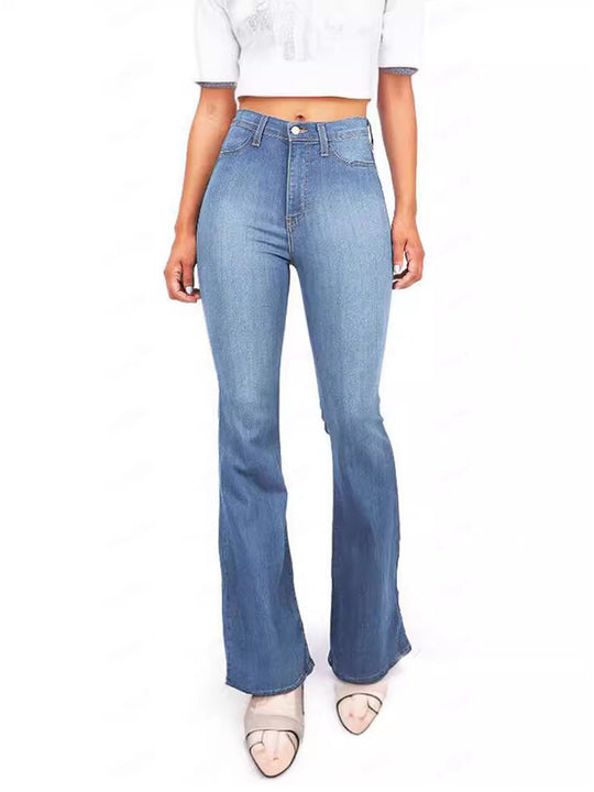 Damen Hoch taillierte Bootcut Jeans im eleganten zeitlosen Stil R&B